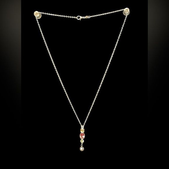Swarovski Elements Silver Necklace with Colorful Pendant - Picture 2 of 4